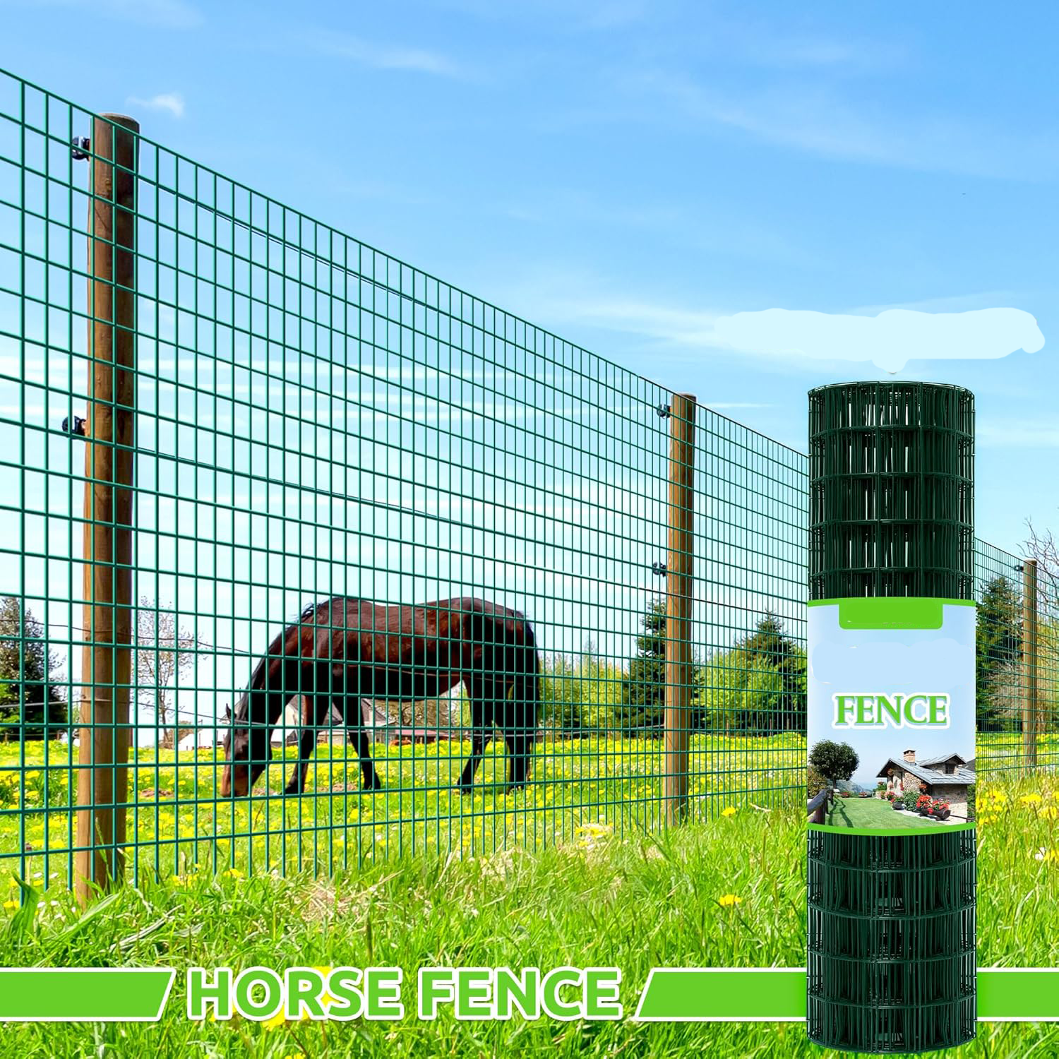 Green PVC Coated Welded Wire Fence 36 Inch x 50 Foot, 2 Inch x 3 Inch 16GA, Garden Border Fencing Roll Vinyl Coating Metal Wire Mesh for Yard Vegetable Plant Protection Poultry Netting