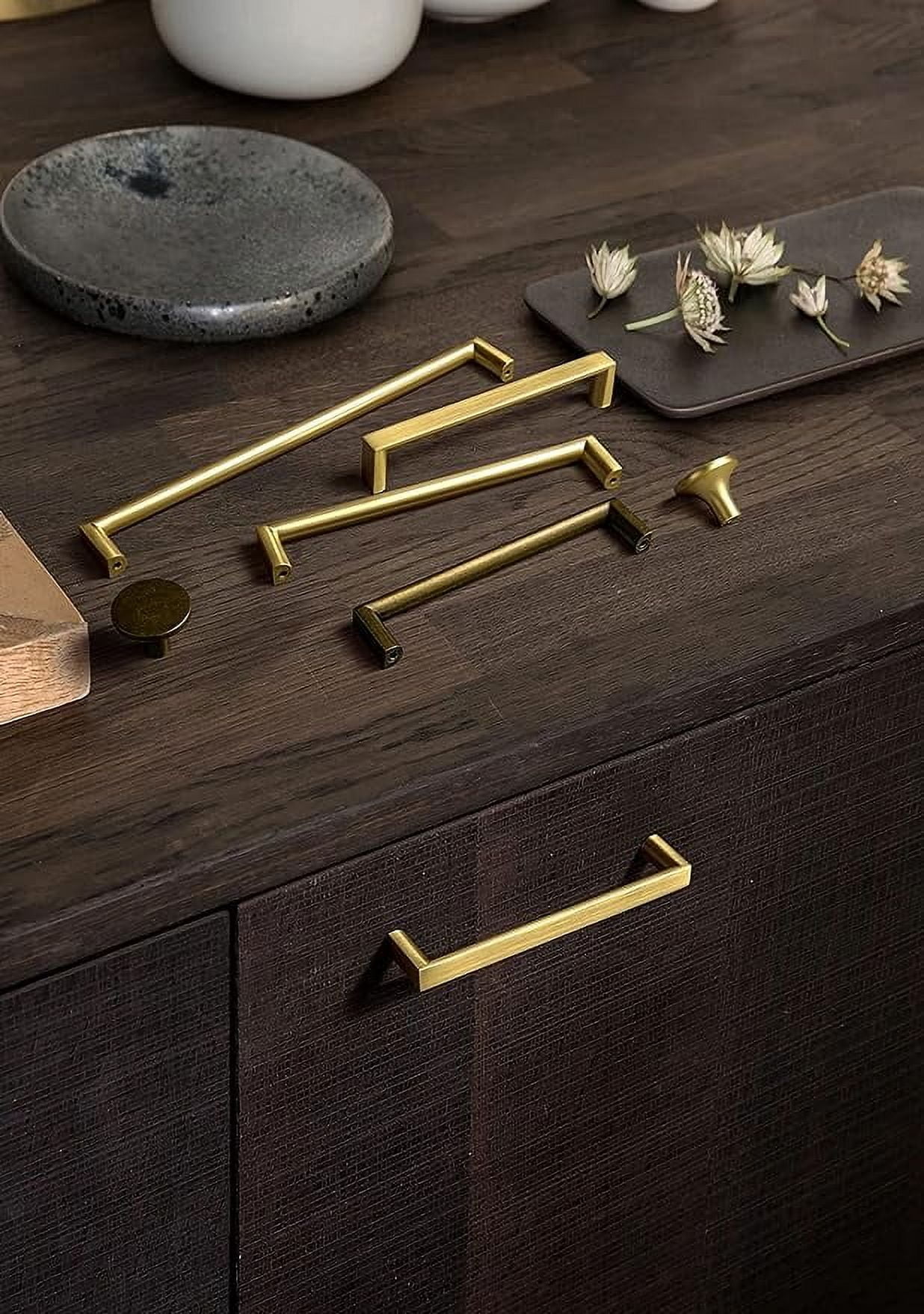 Goo-Ki 12.6" (320mm) Diameter Modern Brushed Brass Cabinet Knobs, Zinc Alloy Cabinet Handles for Dresser, Wardrobe, Kitchen Hardware, 6 Pack