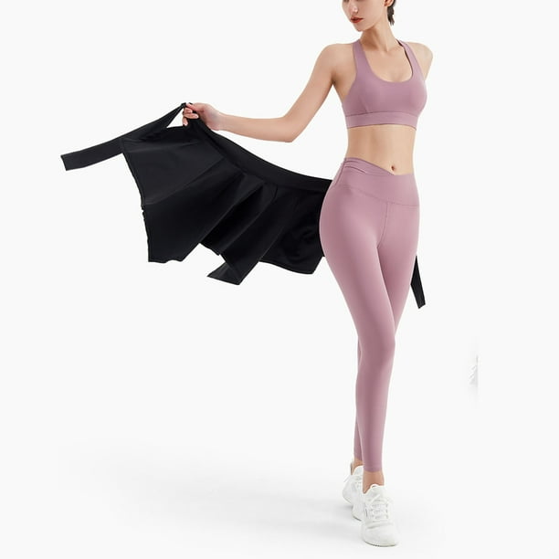 Homely Womens Black Dresses Sports Yoga Skirt Anti-empty Outer Hip-Hiding  Skirt Ballet Dance Yoga Golf Skirt 