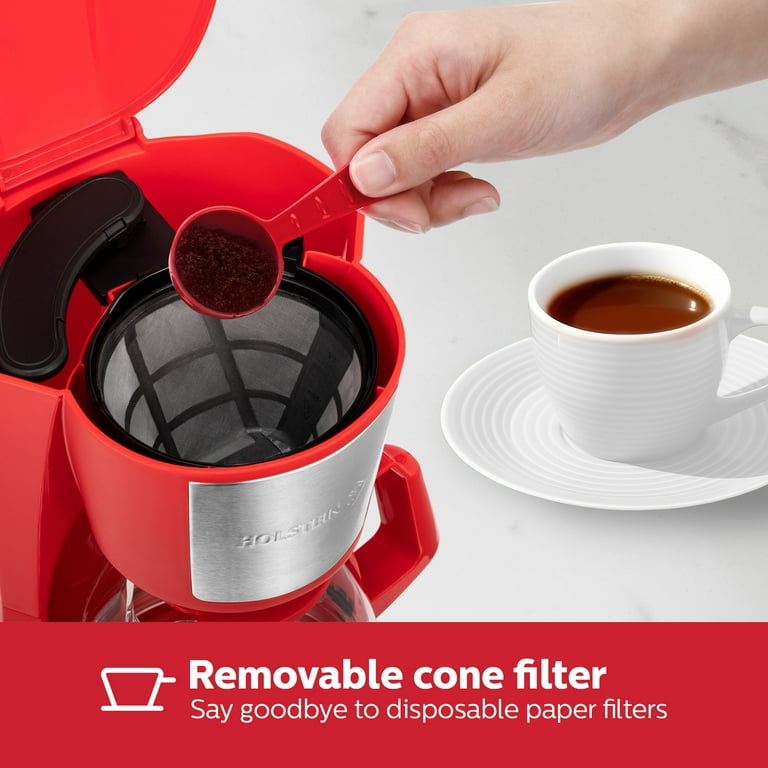 Holstein Housewares 5-CUP Coffee Maker - Space-Saving Design, Auto Pause  and Serve, and Removable Filter Basket for Fresh and Rich-Tasting Coffee -  ...