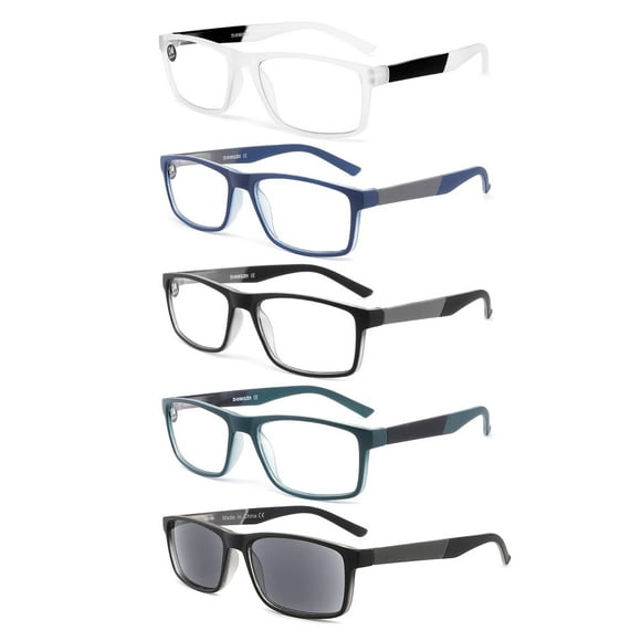 DONgDI Blue Light Blocking Reading glasses 5 Pack computer Readers for Women Men,Anti glare UV Ray Filter Eyeglasses Includes Sun Readers 250