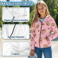 thumbnail image 6 of Psesaysky Girls Zip Up Hoodie Kids Capybara Strawberry Pink Oversized Long Sleeve Sweatshirt Jacket with Pockets Winter Warm Clother 6-7 Years, 6 of 7