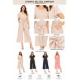 thumbnail image 4 of Women's Striped Belted Wide Leg Jumpsuit with V-Neck and Short Flutter Sleeves Navy L, 4 of 4