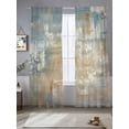thumbnail image 2 of Retro Painting Sheer Curtains 108 Inch Long 2 Panels, Blue Brown Gradient Distressed Graffiti Texture Light Filtering Rod Pocket Curtains, Sheer Voile Drapes for Living Room Bedroom, 52"x108", 2 of 8