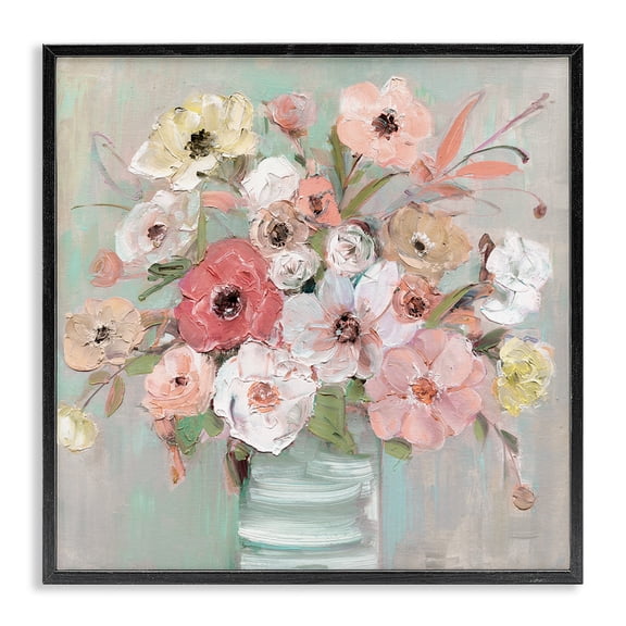 Stupell Industries Cottage Pastel Garden Peony Bouquet Black Framed Giclee Art, 12 x 12, by Sally Swatland