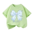 thumbnail image 2 of Amidoa Girls Short Sleeve Crewneck Graphic Summer T Shirts Cotton Casual Kids Tops Green Size 4T, 2 of 6