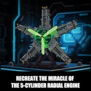 5-Cylinder Radial Engine Building Set, Build Your Own Mini Military Plane Engine Model Kit That Runs, Compatible with Lego WW2, STEM Toy