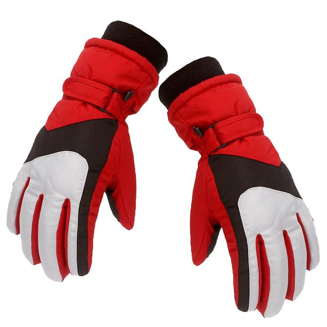 Guantes de esquí al aire libre a prueba de viento impermeable polar grueso guantes cálidos rad (L)