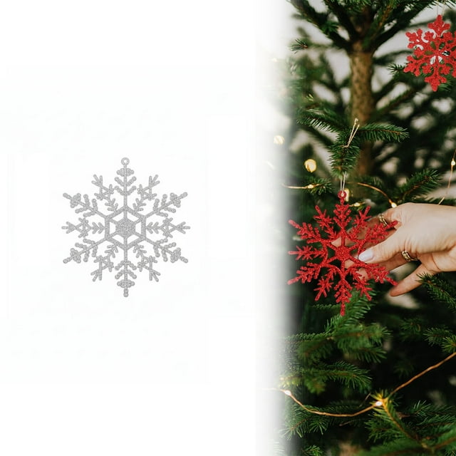Christmas Snowflake Ornament, 12.8Cm, Plastic Snowflake Ornaments 5 Inch Plastic Snowflake Ornaments for Winter Christmas Decorations, Set (3 Pieces) of Christmas Snowflake Ornaments