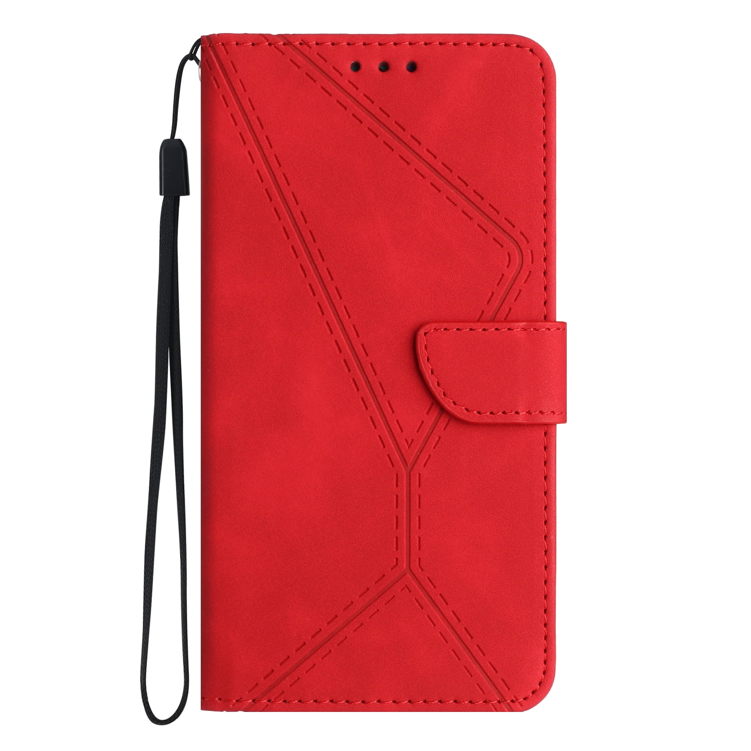 ELEHOLD for Samsung Galaxy S10 Plus Flip Wallet Case, Magnetic PU Leather Wallet Case with Card Holder Kickstand Hand Strap Shockproof Folio Flip Protective Cover, red