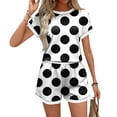 thumbnail image 4 of Domzest Womens 2 Piece Polka Dots Short Sets Short Sleeve Crew Neck Shirts & Elastic Waist Shorts 2026 Summer Lounge Set for Both Homewear and Going Out Black S, 4 of 5