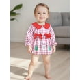 thumbnail image 5 of Miaouyo Infant Baby Girl Christmas Romper Dress 0 3 6 12 18 Months Plaid Print Santa Tree Embroidery Jumpsuit Long Sleeve Doll Collar Bodysuit, 5 of 9