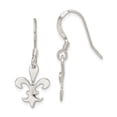 thumbnail image 1 of 925 Sterling Silver Fleur De Lis Flower Drop Dangle Earrings, 1 of 6
