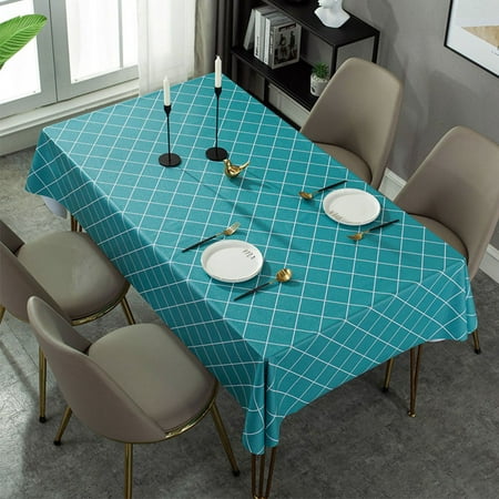 

Goory Waterproof PVC Tablecloth Checkered Rectangle Oil Spill Proof Vinyl Table Cloth Heavy Duty Wipeable Table Covers for Dining Camping Picnic Parties (Lake Blue 55 x 55 )