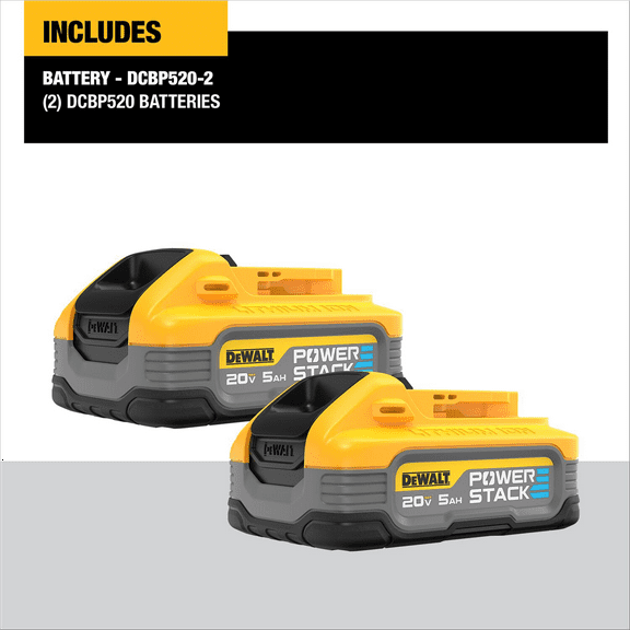 DeWalt POWERSTACK 20V 5.0 Ah Power Tool Battery for DEWALT 20V MAX Tools, 2 Count