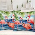 thumbnail image 4 of Christmas Pillow Covers 20x20 Inch Set of 2 Coastal Flamingo Santa Hat Throw Pillow Covers Christmas Beach Tree Ocean Xmas Winter Pillowcase Home Decor Cushion Case for Sofa Couch, 4 of 6