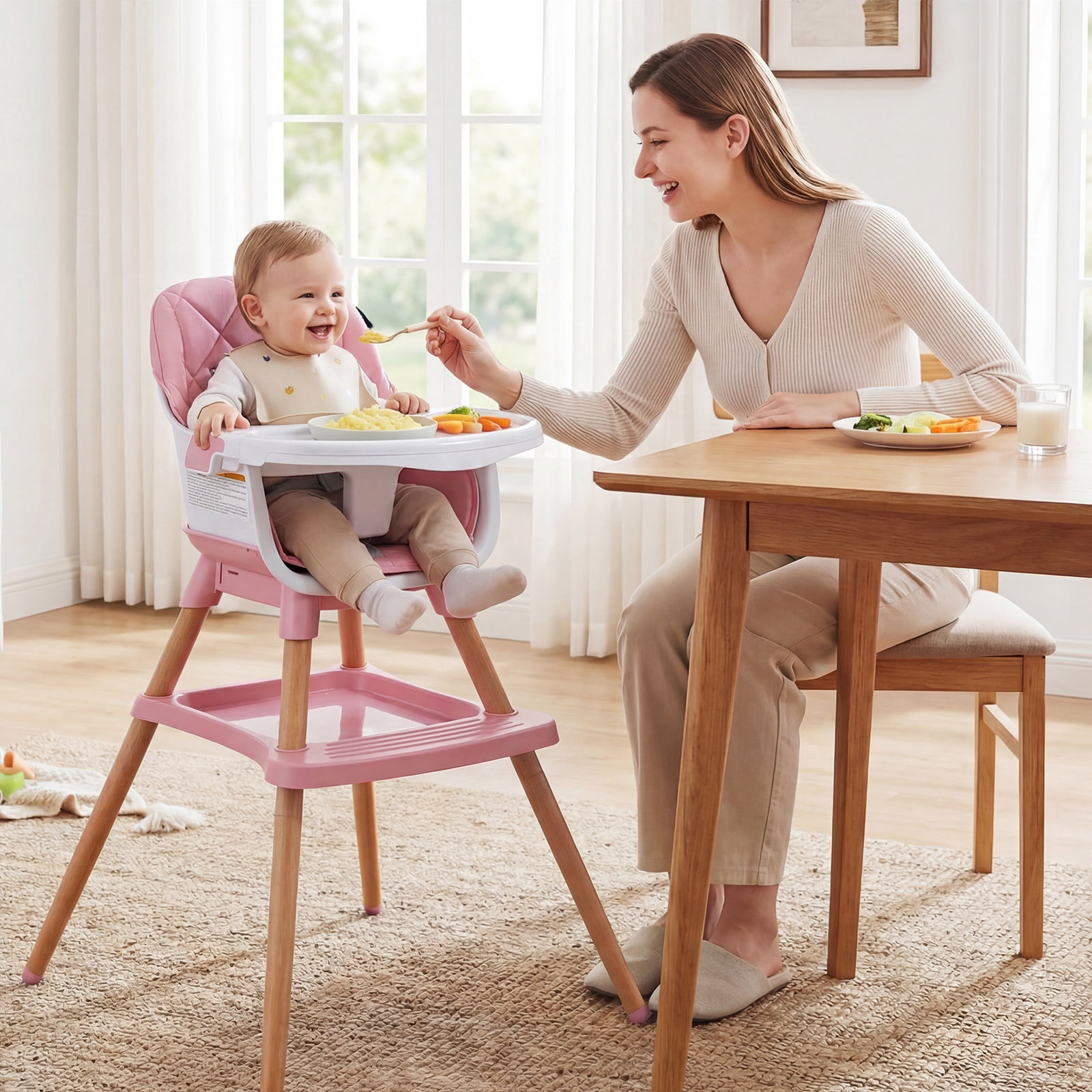 Infans 9-in-1 Convertible High Chair w/Harness & Waterproof Cushion for Babies Toddlers