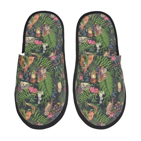 

Tideii Forest Animals And Plants for Home Indoor Cotton Slippers Autumn and Winter EVA Plush Slippers Household Supplies Unisex-Medium