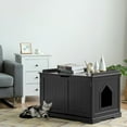 thumbnail image 2 of Gymax Cat Litter Box Wooden Enclosure Pet House Sidetable Washroom Storage Bench Black, 2 of 10