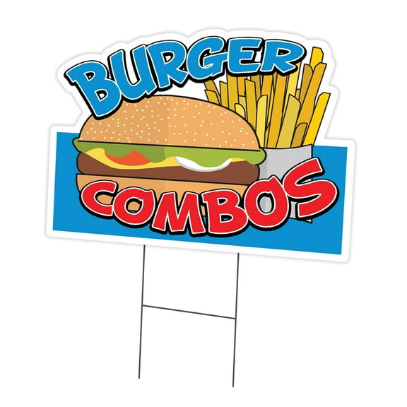 SignMission C-DC-1216-DS-Burger Combos19 12 x 16 in. Yard Sign & Stake - Burger Combos