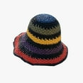 thumbnail image 5 of SikaFu Handmade Straw Hat For Women, Foldable Bohemian Seaside Rainbow Color Patchwork Fisherman Hat, Sun Blocking And Face Revealing Small Tidal Basin Hat, 5 of 8