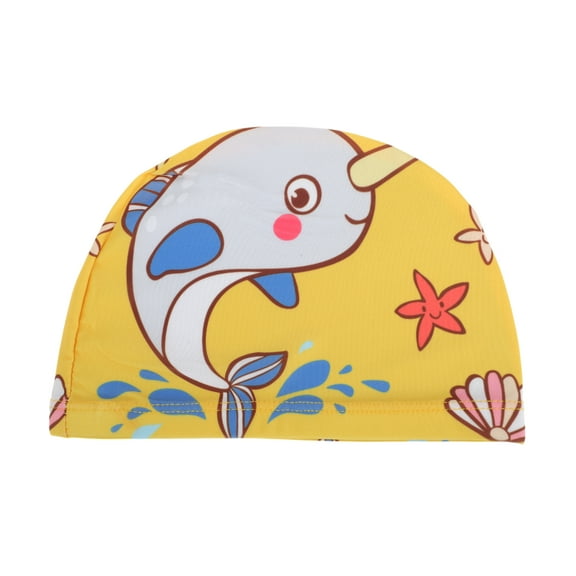 Unique Bargains 1 Pc Breathable Dolphin Pattern Swim Cap Yellow Gray