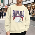 thumbnail image 2 of Mens Sweatshirts Casual Hoodless Rugby Theme Print Crewneck Long Sleeve Pullover Tops Loose Fall Winter Soft Everyday Wear Mens Sweatshirt Beige XL, 2 of 4