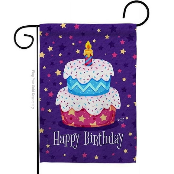 Angeleno Heritage G135417-BO Celebrate Birthday Double-Sided Decorative Garden Flag, Multi Color