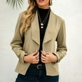 thumbnail image 2 of Lyinloo Women Casual Fashion Solid Color Long Sleeve Slim Jacket Suit Beige S, 2 of 4