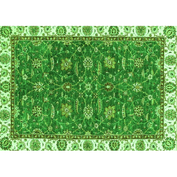 Ahgly Company Indoor Rectangle Abstract Green Modern Area Rugs, 2' x 5'