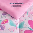 thumbnail image 6 of Sleep Zone Twin Kids Bedding Comforter Set, 5 Piece Girl Cute Durable Children Bed in a Bag, Butterfly, 6 of 8