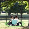 thumbnail image 4 of Hishine 43" 700LBS Saucer Tree Swing for Kids, Waterproof Flying Saucer Swing with A Swivel, Hanging Straps, Adjustable Ropes, Round Mat Spinner Swing for indoor/playground swing set, Green, 4 of 10