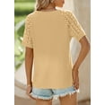 thumbnail image 4 of Eytino Tops for Women Waffle Knit Tops Casual Crew Neck T Shirts Hollow Out Raglan Short Sleeve Workout Tops Summer Basic Tees Blouses S-2XL Yellow, 4 of 8
