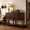 Dark Brown, variant on LKTART 51.2" Mid-Century Farmhouse Console Table, Solid Wood Veneer MDF with 4 Doors and Open Shelf, Walnut