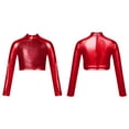 thumbnail image 5 of Jowowha Girls Sparkle Dance Crop Tops Long Sleeve Ballet Gymnastics Athletic T-Shirts Jazz Hip Hop Red 6, 5 of 6
