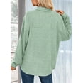 thumbnail image 3 of Women's Button Down Shirt Waffle Knit Tops Long Sleeve Dressy Casual Loose Fit Shirt with Pocket, 3 of 5