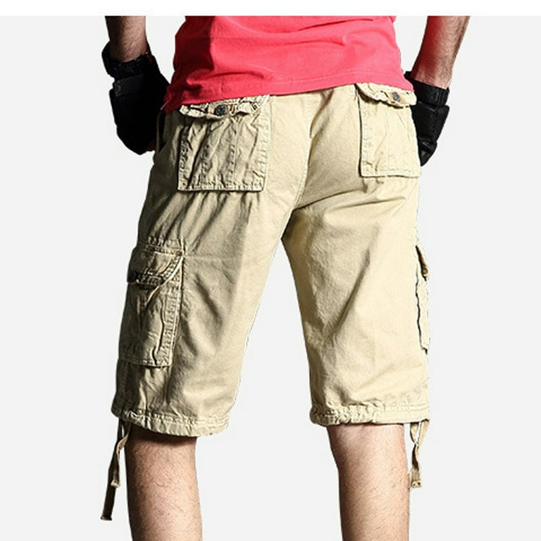 SOOMLON Mens Outdoor Casual Cargo Shorts Mens Dress Straight Leg Fishing  Shorts Trendy Gym Clothes for Men Pocket Zipper Workwear Shorts Multiple