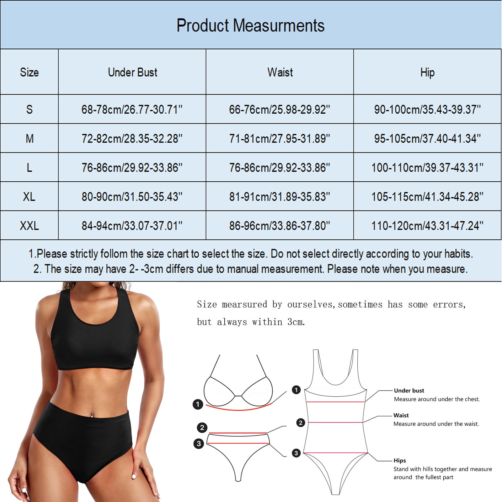 bikini different size top and bottom