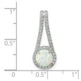 thumbnail image 2 of 9.8mm 925 Sterling Silver Rhodium Plated Polished White Opal and Cubic Zirconia Halo Pendant Necklace Pendant for Women, 2 of 2