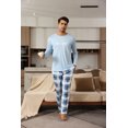 thumbnail image 5 of ZEFORTEX Men's Pajamas Set Long Sleeve Top with Plaid Pants Soft Sleepwear Loungewear, 5 of 6