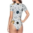 thumbnail image 4 of Easygdp Cartoon Planets Women's One-Piece Swimsuit Slim Fit Crew Neck Bodysuit Athletic Swimwear with Concealed Buckle - X-Large, 4 of 9