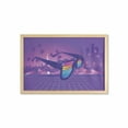 thumbnail image 1 of Synthwave Wall Art with Frame, Rainbow Striped Retro Sunglasses on Big City with Tropical Palm Trees, Printed Fabric Poster for Bathroom Living Room, 35" x 23", Quartz and Multicolor, by Ambesonne, 1 of 2