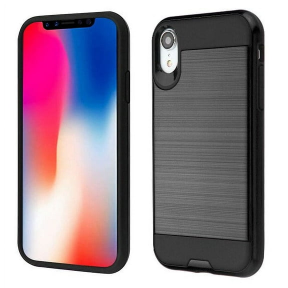 Apple iPhone XR (6.1 Inch) - Phone Case Protective Shockproof Hybrid Rubber Rugged Cover BLACK/BLACK Slim Phone Case for Apple iPhone Xr (6.1")
