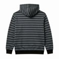 thumbnail image 5 of Men's Striped Henley Hoodie, Long Sleeve Button Placket Drawstring Pullover Hooded Sweatshirt, 5 of 7