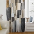 thumbnail image 6 of Black Brown Boho Sheer Curtains 45 Inches Long, Abstract Modern Geometric Art Light Filering Curtains, Breathable Simi Curtain Privacy Drapes for Kitchen Bathroom Lightweight Small Window Treatment, 6 of 9