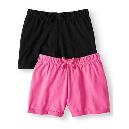 Wonder Nation Casual Knit Shorts, 2-pack (Little Girls & Big (Best Cycling Shorts For Big Thighs)