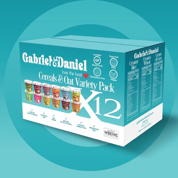 Gabriel & Daniel Organic Instant Oatmeal & Cereal Variety Pack | Healthy Gluten-Free, Non-GMO Breakfast Cereal | 6 Single-Serve Packs