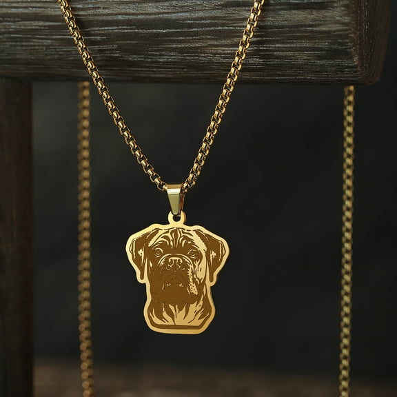 Cute Bullmastiff Dog Pendant Necklace for Women Men Punk Animal Pet Lover Stainless Steel Charm Jewelry