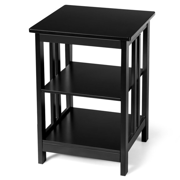 Nightstand 3-Tier Display Shelf Side Table Sofa End Table Corner Table Black