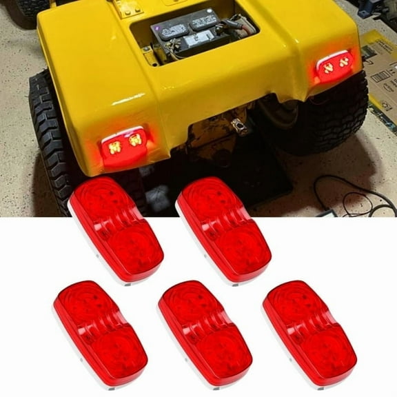 5Pcs Double Red Bullseye Led Side Marker Clearance Lights, DOT Approved Red 10 LED Surface Mount  Rectangular Rectangle Marker Lights for RV Truck Trailer Camper Motorhome Van